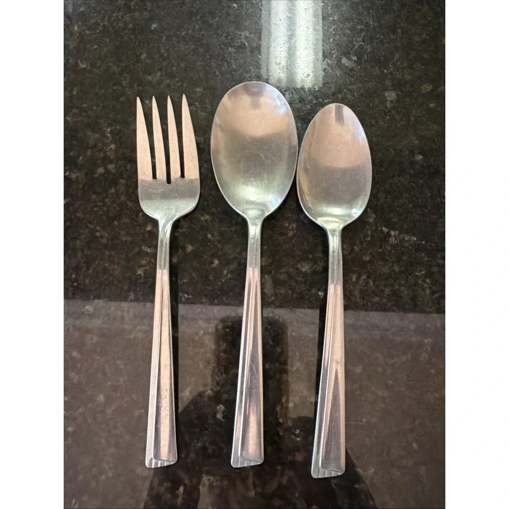 WN Roger's Stainless Steel Serving Flatware Silverware Lot Of 3 Fork Spoons